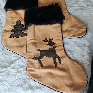3 Christmas Stockings with Faux Fur